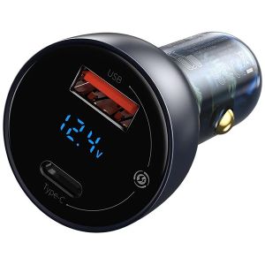 Auto punjač Baseus Particular Digital Display QC+PPS Dual Quick Charger Car Charger 65W (Dark Gray)