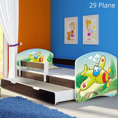 Dječji krevet ACMA s motivom, bočna wenge + ladica 140x70 cm 29-aeroplane slika 1