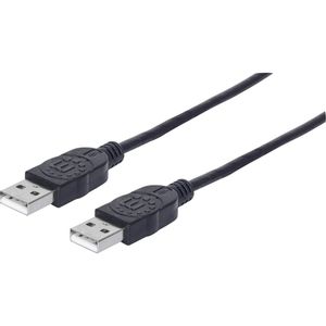 Manhattan USB kabel USB 2.0 USB-A utikač, USB-A utikač 1.00 m crna zaštićen s folijom, UL certificiran, pozlaćeni kontakti 353892