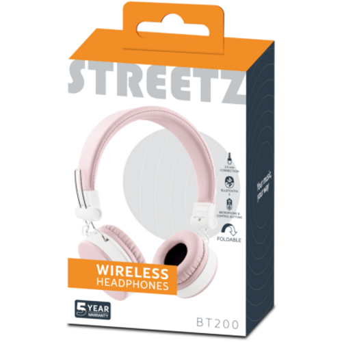 STREETZ Slušalice BT200 Naglavne Sklopive Bluetooth, 3.5 mm utor, ROZA slika 2