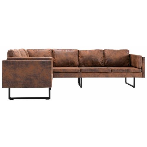 Kutna sofa od umjetne brušene kože smeđa slika 19