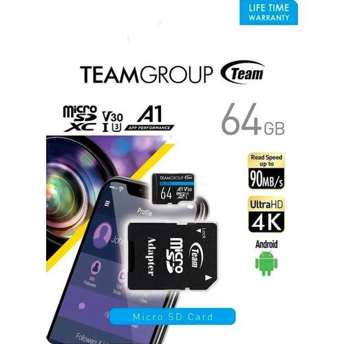TeamGroup MICRO SDXC 64GB ELITE, UHS-I U3 V30 A1, 100/50MB/s +SD Adapter TEAUSDX64GIV30A103 slika 5