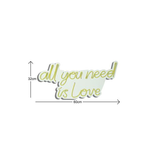 Wallity Ukrasna plastična LED rasvjeta, All You Need is Love - Yellow slika 12