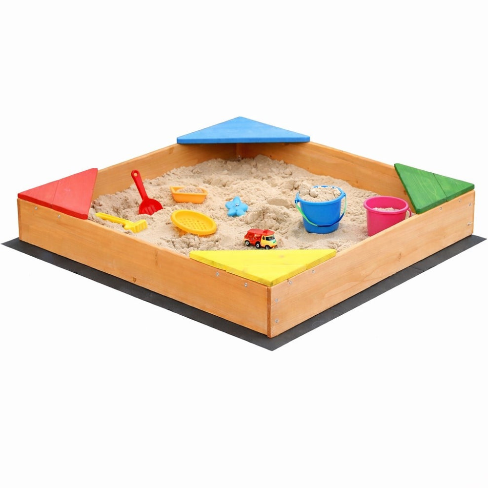 Kinder Home Drveni pješčanik sa navlakom 90x90cm slika 2
