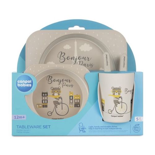 Canpol Babies Set Za Hranjenje 5 Delova - Bonjour Paris Beige slika 2