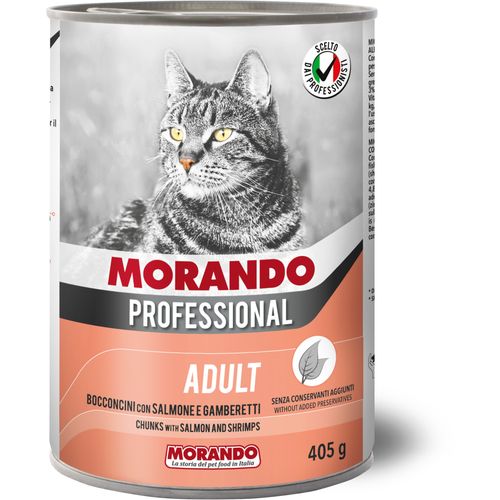 Morando Cat  Prof Adult Komadići Račići i Losos 405g konzerva slika 1