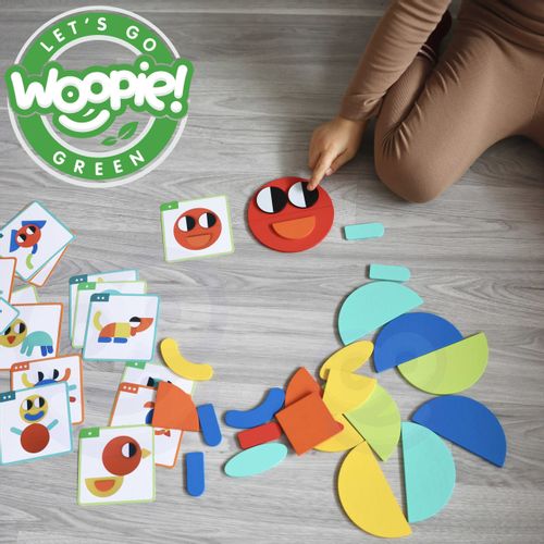 Woopie Green drvena Montessori slagalica, 40 uzoraka za preslagivanje, 55 kom. slika 5