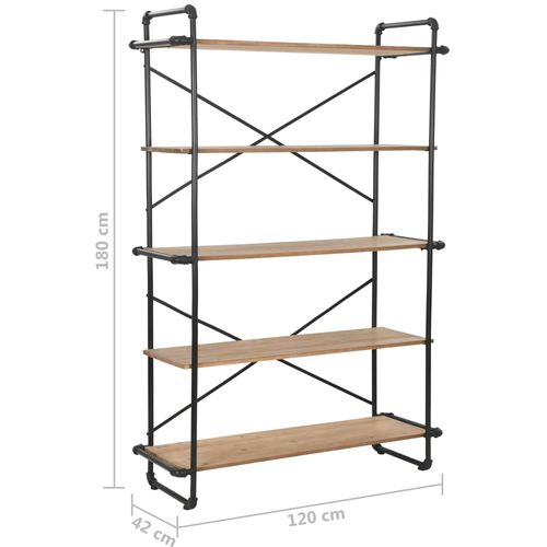 Police za knjige od masivne jelovine i čelika 120 x 42 x 180 cm slika 15