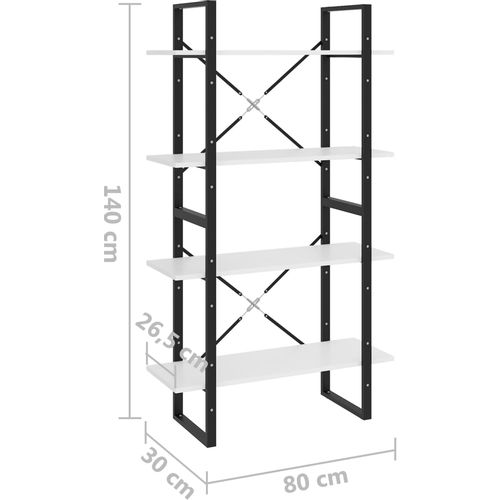 Ormarić za knjige s 4 razine bijeli 80 x 30 x 140 cm od iverice slika 7