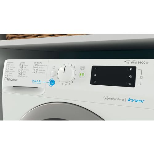 Indesit BDE 76435 9WS EE Mašina za pranje i sušenje veša, 7/6 kg, 1400 rpm, Inverter motor, Dubina 54 cm slika 2