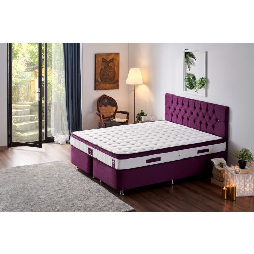 Woody Fashion Madrac, Bijela boja Ljubičasta, Violet 200x200 cm Double Size Middle Firm Mattress slika 1