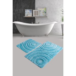 Wave - Turquoise Turquoise Acrylic Bathmat Set (2 Pieces)