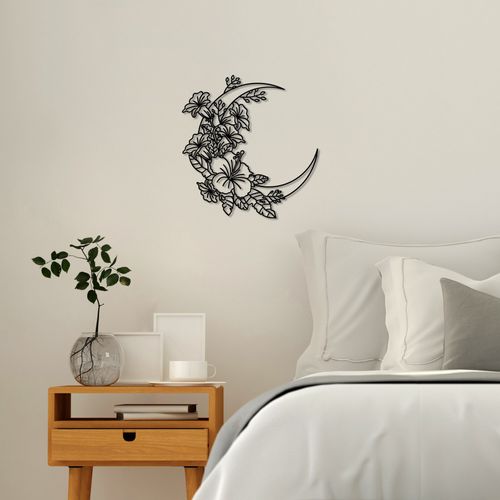 Flower Moon 1 - M Black Decorative Metal Wall Accessory slika 1