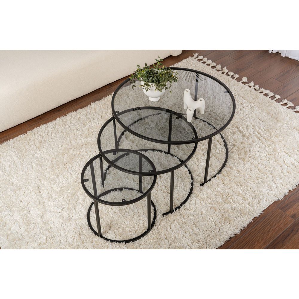 Set od 3 stolića za kafu Aurum - 80, 60, 42 -  boje crna i siva slika 4