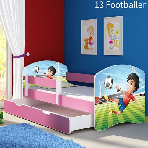 ACMA Drveni dječji krevet s bočnom stranicom i ladicom – Rozi 140×70 slika 10