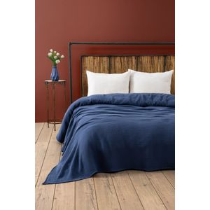 Muslin - Navy Blue (220 x 250) Navy Blue Double Bedspread