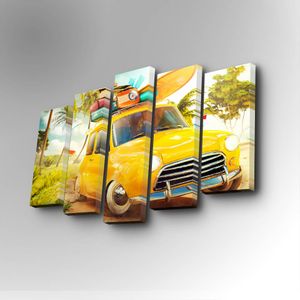 5PUC-069 Multicolor Decorative Canvas Painting (5 Pieces)