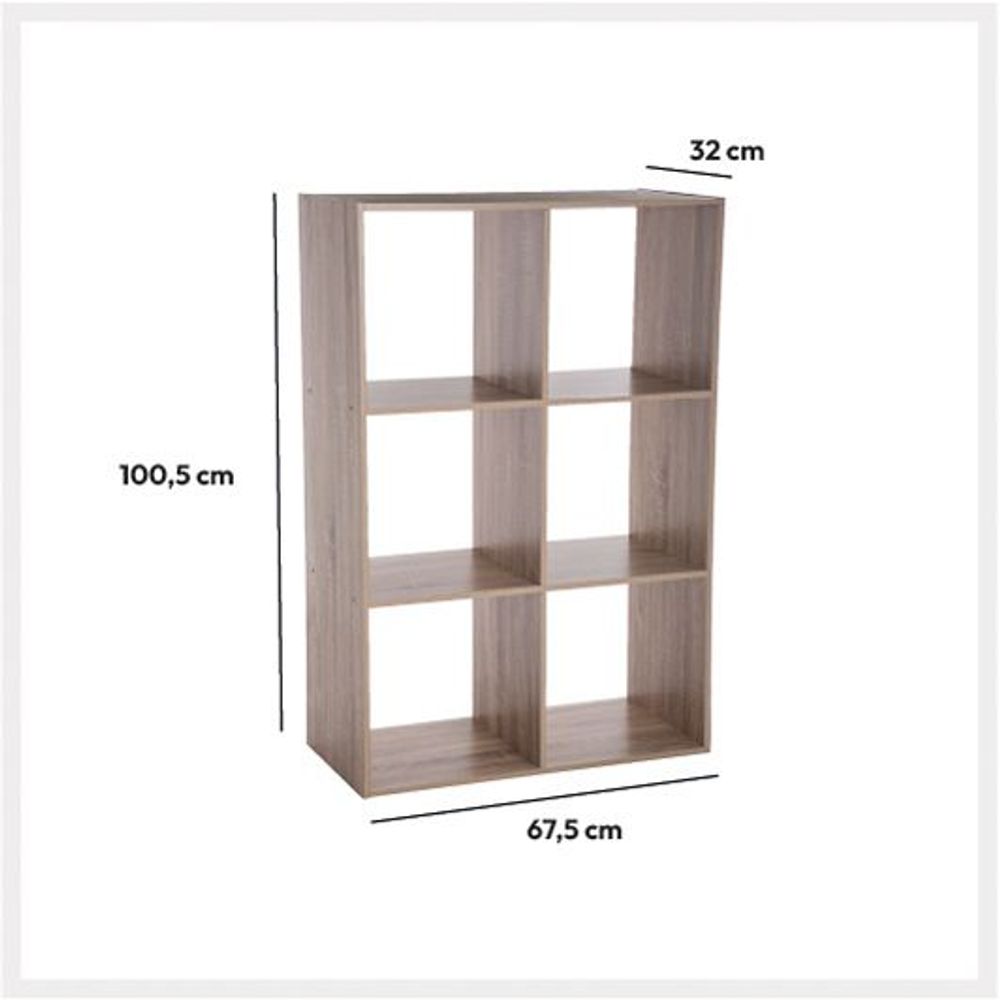 FIVE polica 6 otvora 67.5x32x100.5cm furnir natur slika 2
