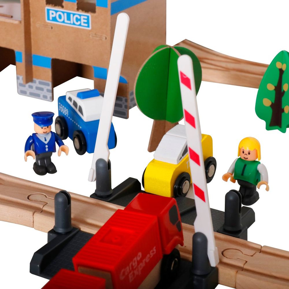 Kinder Home Drveni željeznički set - Pruga sa vozićem i dodacima slika 5
