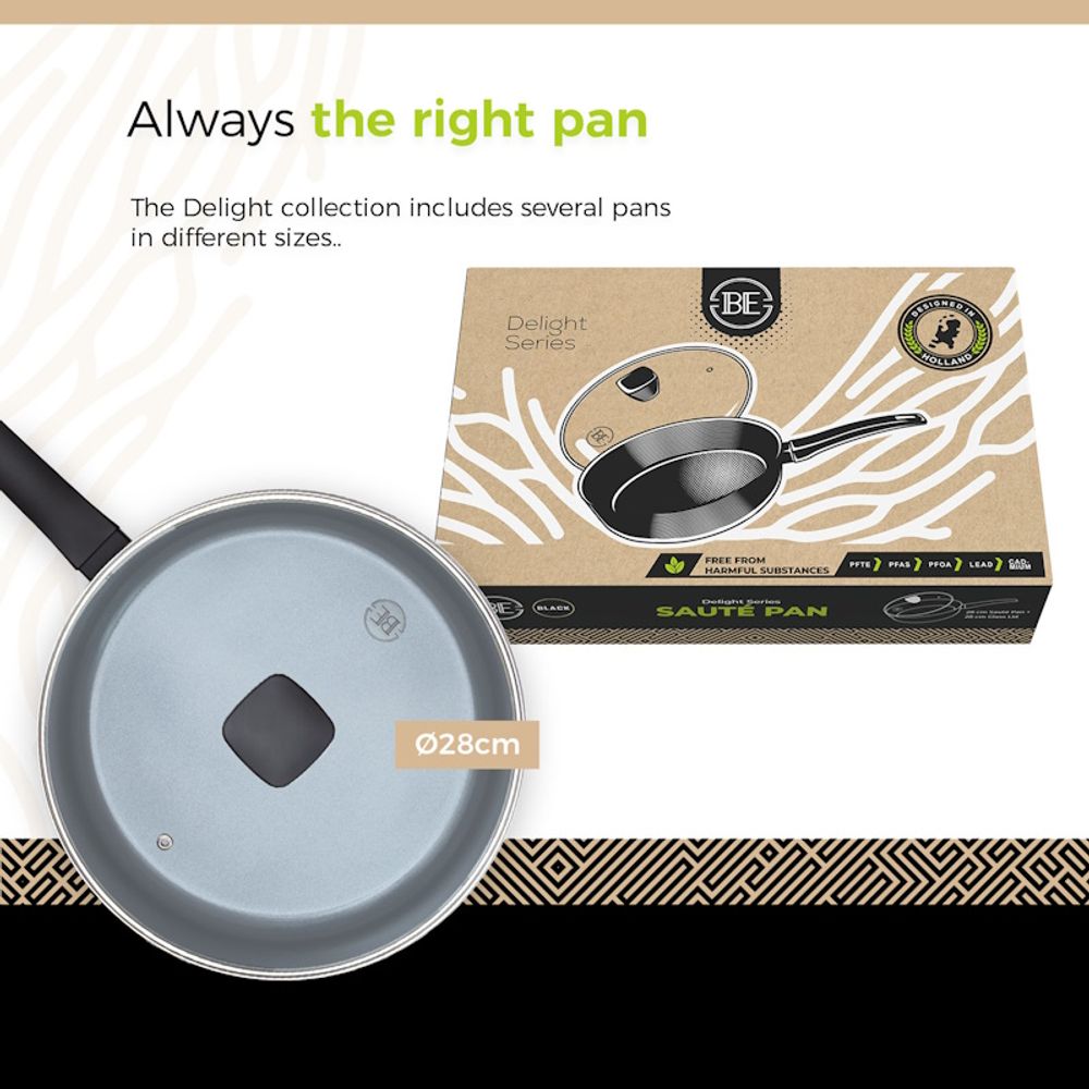 BE Living Duboka tava s poklopcem Delight Black 28 cm slika 8