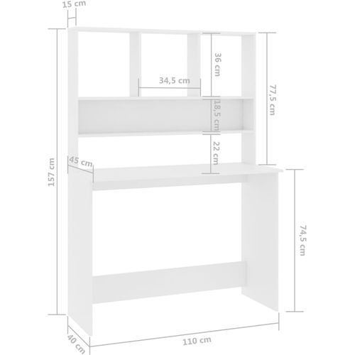 Radni stol s policama bijeli 110 x 45 x 157 cm od iverice slika 26