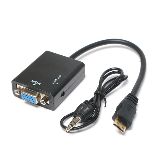 Adapter mini HDMI na VGA (Audio) JWD-HDMI10 crni slika 1