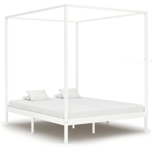 Okvir za krevet s baldahinom od borovine bijeli 180 x 200 cm slika 21