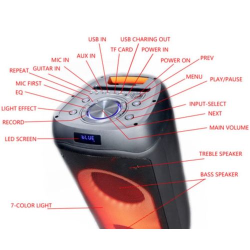 Microlab PT802W karaoke zvucnik 200W, Bluetooth, LED, 11,1V/4400mAh, TWS, Aux, USB, microSD, + Mic*2 slika 4