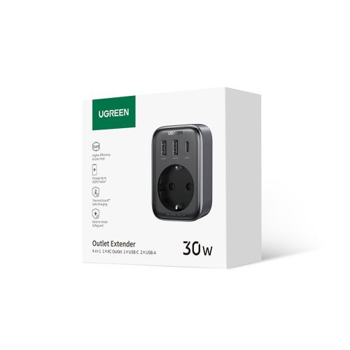 Ugreen Nexode 4u1 USB utičnica 30W s 2xUSB, 1xUSB-C i Quick Charge slika 7