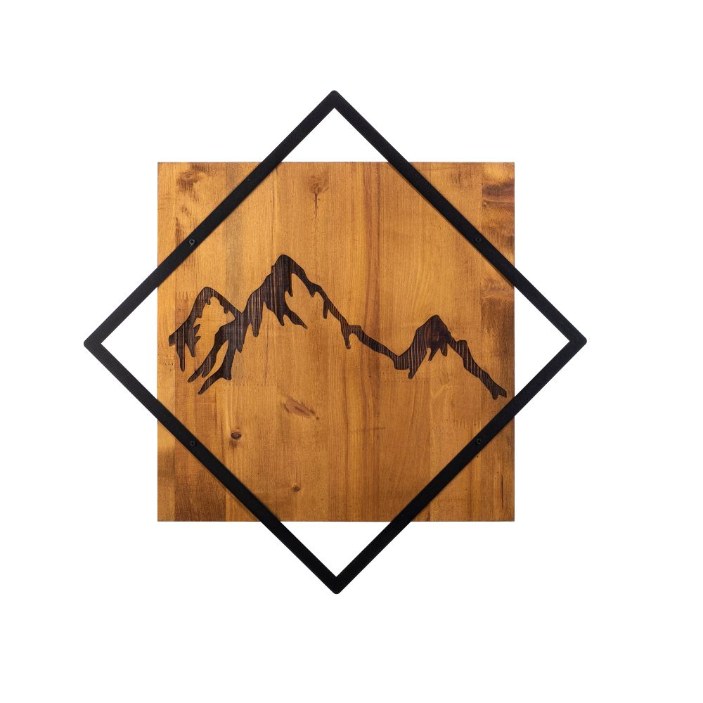 Mountain 2 Walnut - Crni Dekorativni Drveni Zidni Ukras slika 2