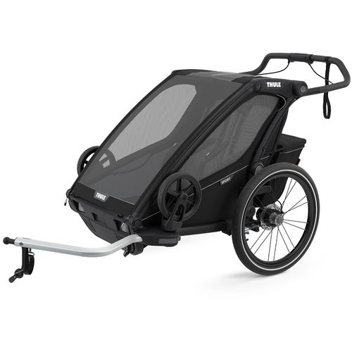 Thule Chariot Sport 2 crna sportska dječja kolica i prikolica za bicikl za dvoje djece (4u1) slika 1