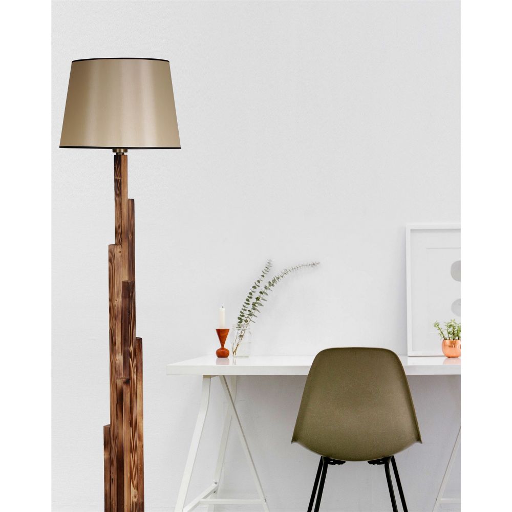 Kule Yanık Ahšap Lambader Pramit 15-3 Abajurlu Smeđa Lampa slika 1