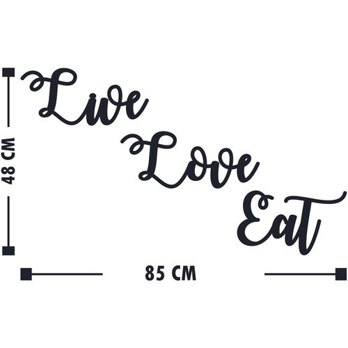 Live Love Eat Black Decorative Wooden Wall Accessory slika 3