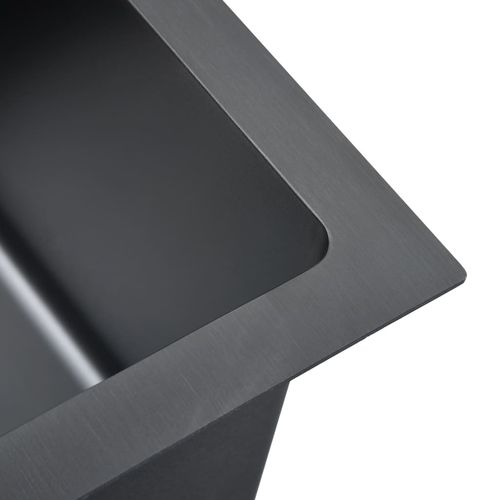Ručno rađeni kuhinjski sudoper s cjedilom crni nehrđajući čelik slika 6