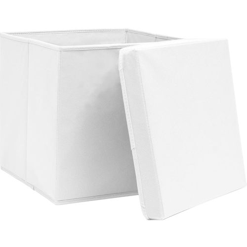 Kutije za pohranu s poklopcima 4 kom 28 x 28 x 28 cm bijele slika 4