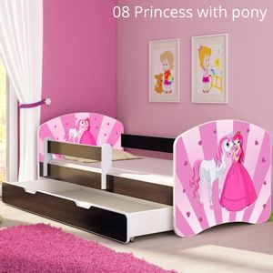 Dječji krevet ACMA s motivom, bočna wenge + ladica 140x70 cm - 08 Princess with Pony