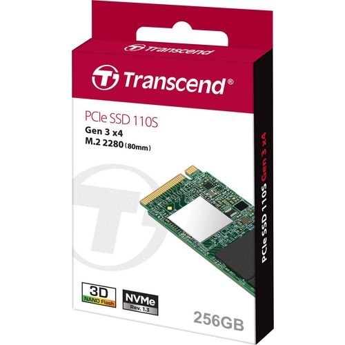 Transcend TS256GMTE110S M.2 NVMe 256GB SSD, (PCIe Gen3x4), 3D TLC, DRAM-less, Read 1,800 MB/s, Write 1,500 MB/s, 2280 slika 3