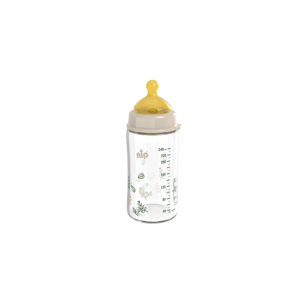 nip® Staklena flašica širokog grla Cherry Green 240ml 0m+, Beige slika 2