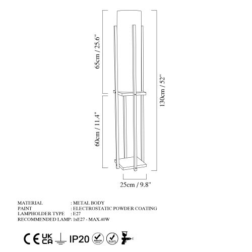 Podna lampa u belo-zlatnoj boji, model 7134 slika 5