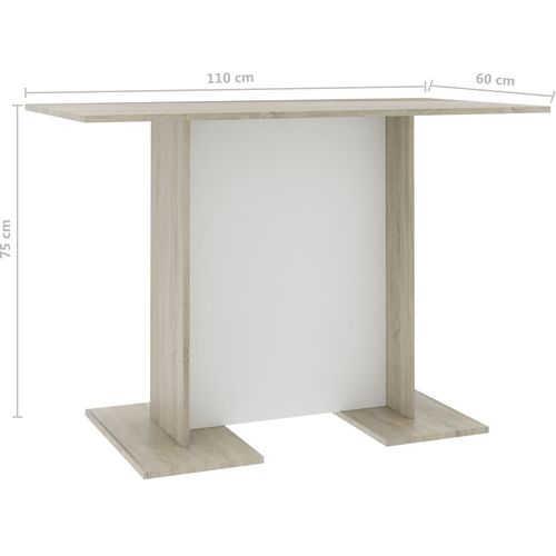 Blagovaonski stol bijeli i boja hrasta 110 x 60 x 75 cm iverica slika 19
