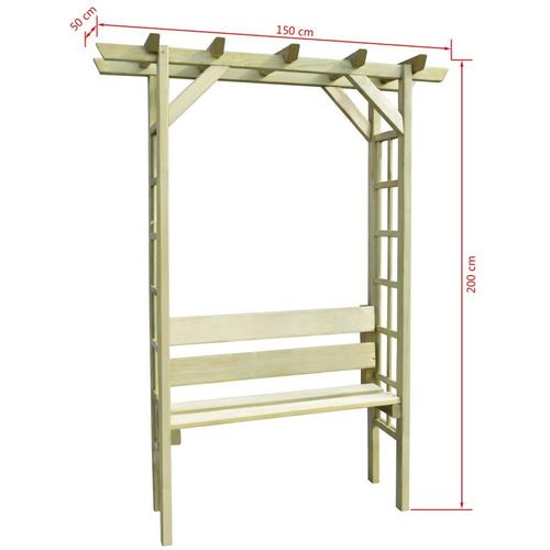 Vrtna Pergola s Klupom 150x50x200 cm Impregnirana Borovina slika 2