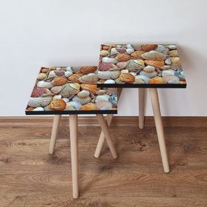 Nesting stolovi 2Shp21 - (2 komada) - boje: narandžasta, bež, siva