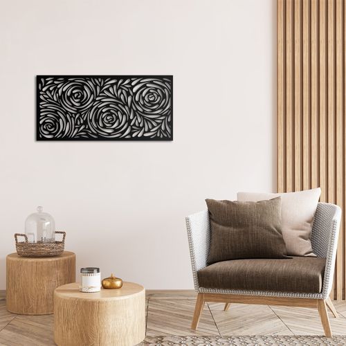 Wallity Metalna zidna dekoracija, Decorative Panel 2 - Black slika 3