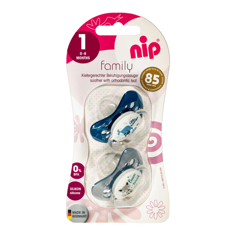 nip® Duda varalica Family 0-6mj (veličina 1) - Silikon, 2kom Plava slika 3