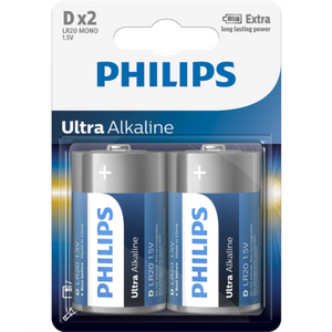 PHILIPS Ultra Alkaline baterije D (LR20), pakiranje od 2 komada