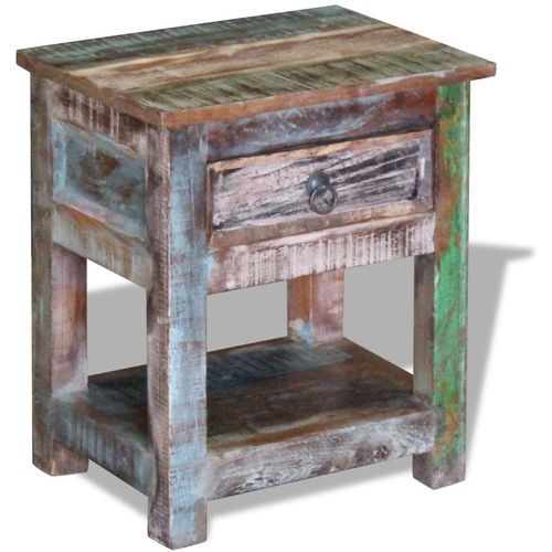 Bočni stolić s 1 ladicom masivno obnovljeno drvo 43x33x51 cm slika 14