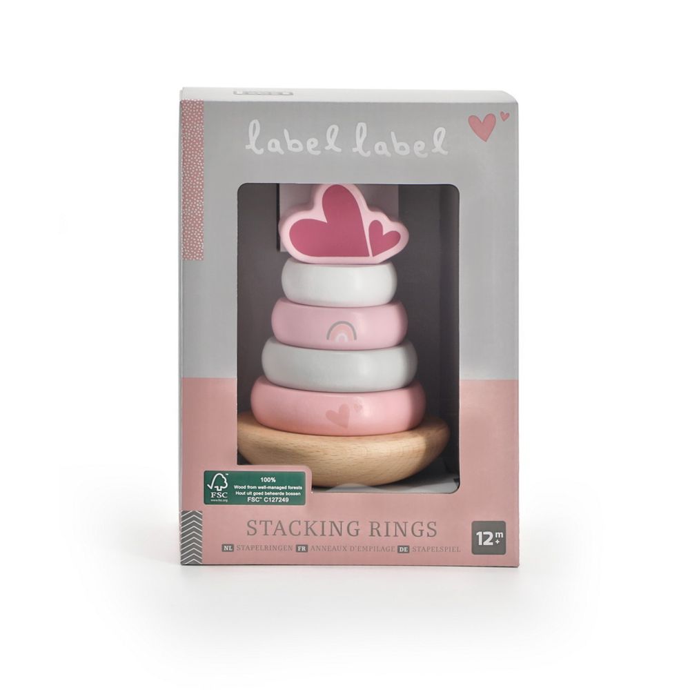 Label Label Edukativni drveni toranj sa prstenovima, Pink slika 3