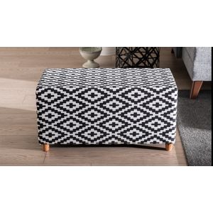 Atelier Del Sofa Tabure, Crno Bijela, Lotus - Black, White