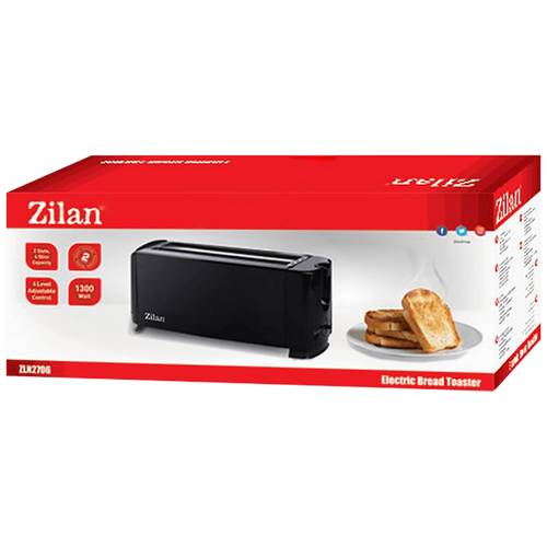 Zilan Toster, 4 šnite kruha, 6 nivoa grijanja, 1000 W, crna - ZLN2706 slika 2