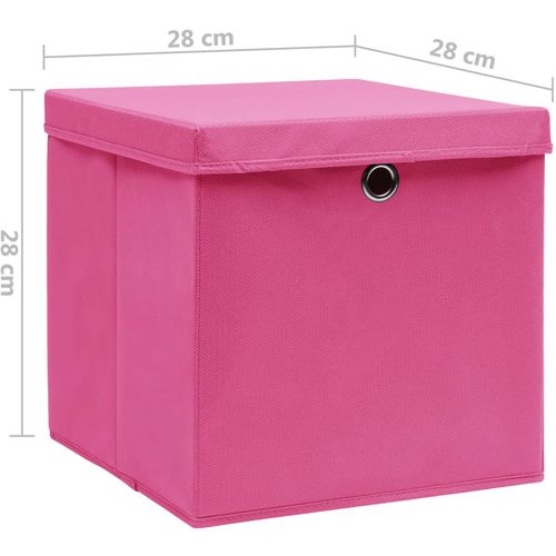 Kutije za pohranu s poklopcima 10 kom 28 x 28 x 28 cm ružičaste slika 7